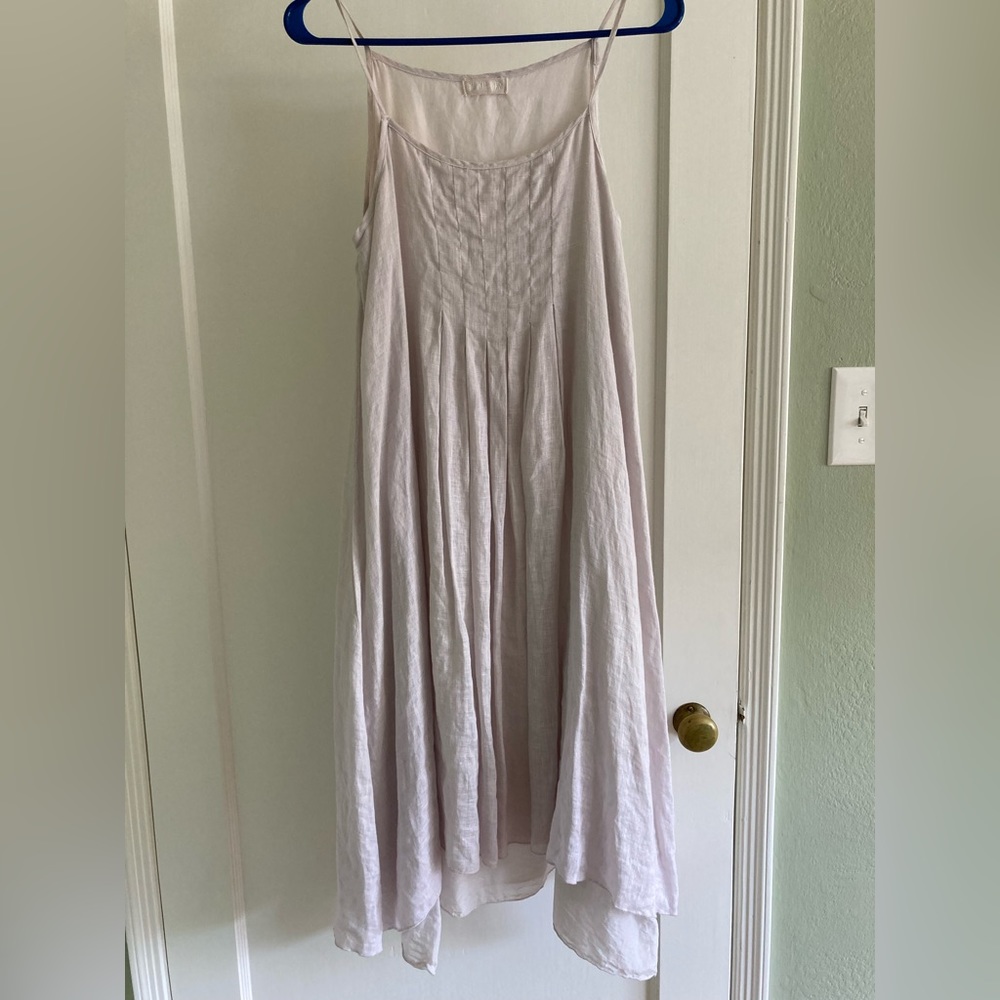 CP SHADES Linen Cotton and Silk Slip Midi Dress